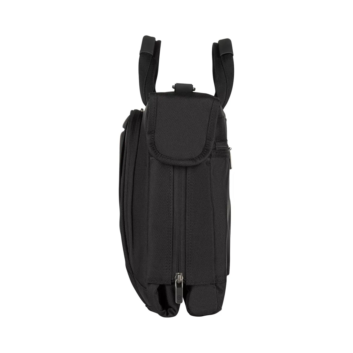 Black messenger-style bag or laptop case with multiple compartments and carrying handles.