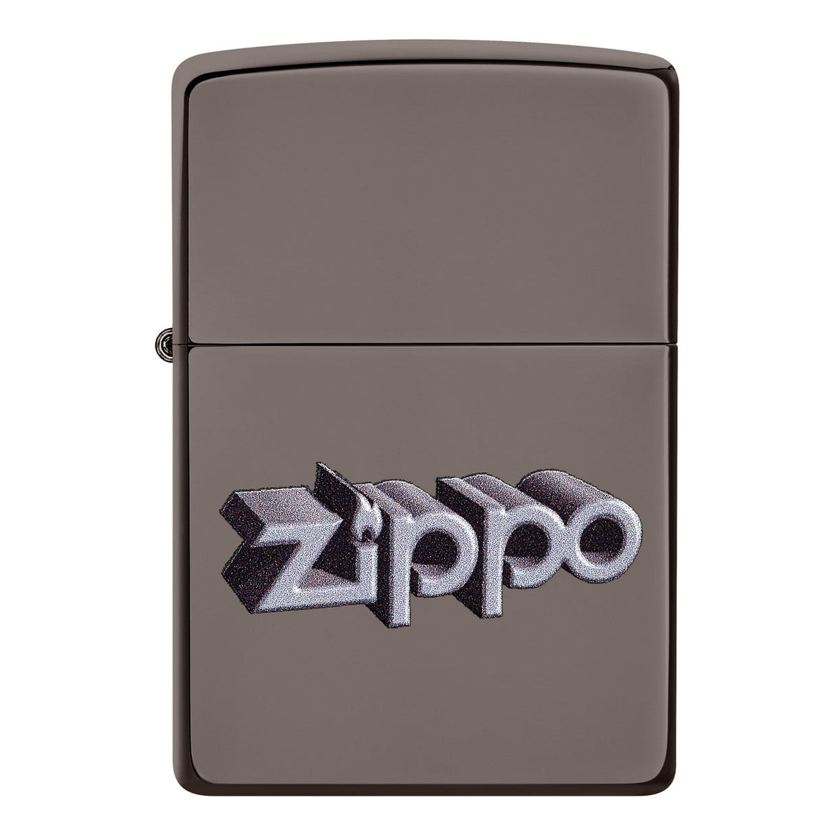 Metallic gray Zippo lighter with raised 3D logo.