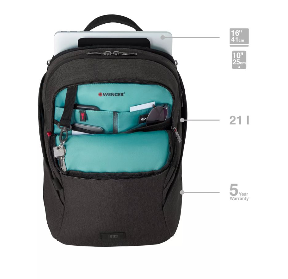 Wenger MX Light Grey Laptop Backpack for 16in Devices SKU 611642