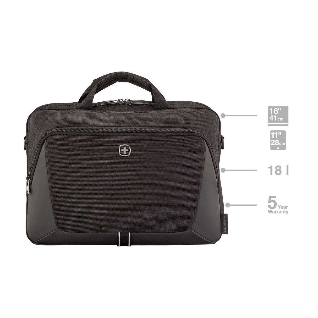 Wenger Sustainable Black Laptop Briefcase 16 Inch with Trolley Strap 653300