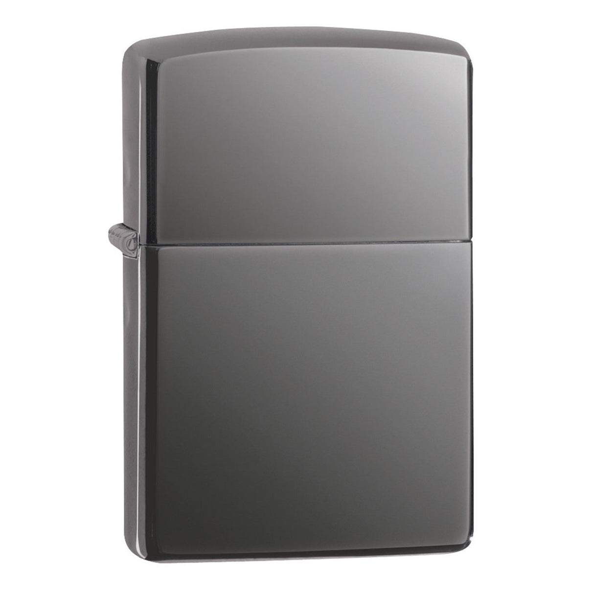 Metallic gray Zippo-style lighter with a smooth, reflective surface.