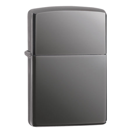 Metallic gray Zippo-style lighter with a smooth, reflective surface.