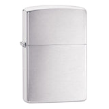 Brushed metal Zippo lighter with a plain, unadorned surface.