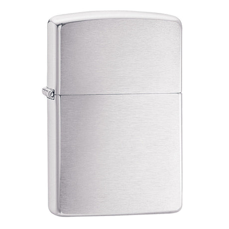 Brushed metal Zippo lighter with a plain, unadorned surface.