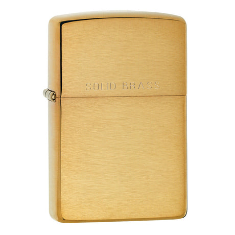 Gold-colored Zippo lighter with a brushed metal finish.