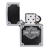 Harley-Davidson branded metal lighter with a textured black insert.