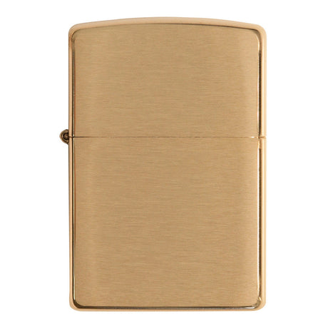 Gold-colored metal Zippo lighter with a plain, brushed finish.