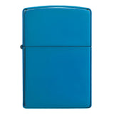 Blue metallic Zippo-style lighter with a hinged lid.