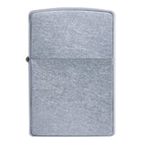 Silver Zippo-style metal lighter with a brushed finish.