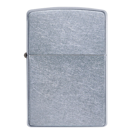 Silver Zippo-style metal lighter with a brushed finish.