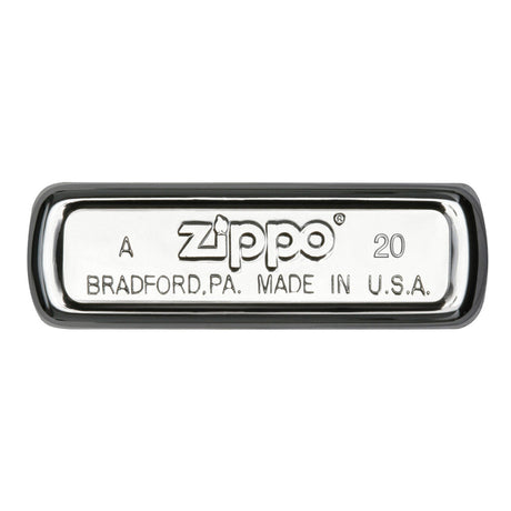 Zippo lighter bottom stamp showing brand name, location, and ’Made in U.S.A.’