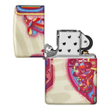 Zippo-style lighter with colorful anatomical artwork on its case.