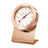 Rose gold desk clock with a white face and red second hand.
