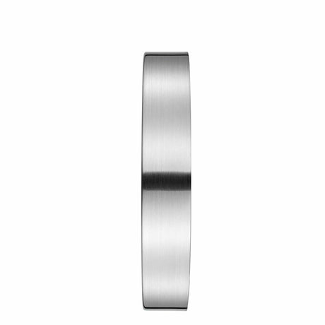 Cylindrical metal object with a smooth, brushed stainless steel finish.