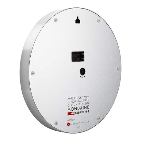 Circular white electronic device with a brand name and small indicators visible on its surface.