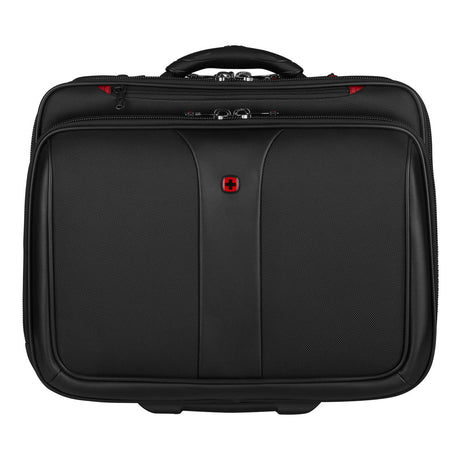 Black rolling laptop briefcase with red accents.