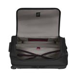 Open suitcase or travel bag with interior compartments visible.