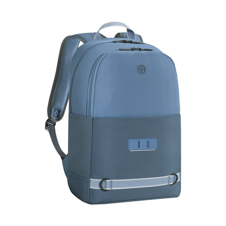 Blue and gray backpack with a sleek, modern design.