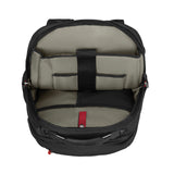 Open backpack showing interior compartments and organization features.
