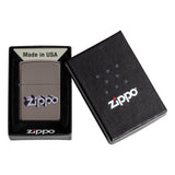Zippo lighter with its packaging box.