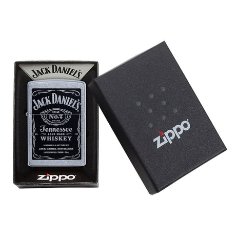 Jack Daniel’s branded Zippo lighter in its packaging.