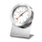 Sleek, modern desk clock with a round white face and silver metal stand.