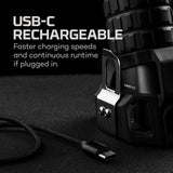 USB-C rechargeable flashlight or portable light with charging cable.