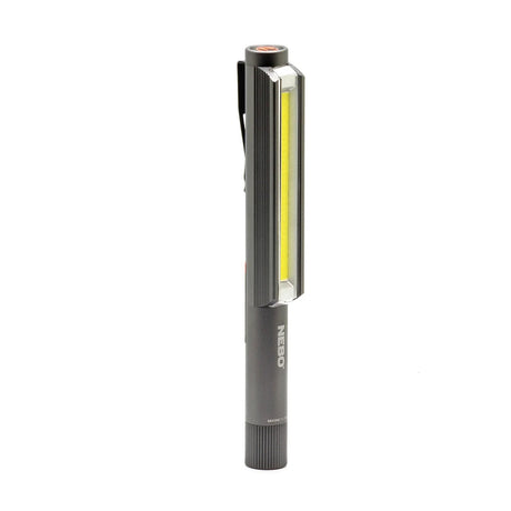 Slim, pen-shaped LED work light or inspection flashlight with a clip.