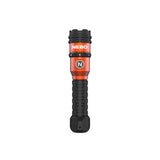 Red and black handheld flashlight with ’NEBO’ branding.