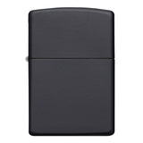 Matte black Zippo-style metal lighter with a hinged lid.